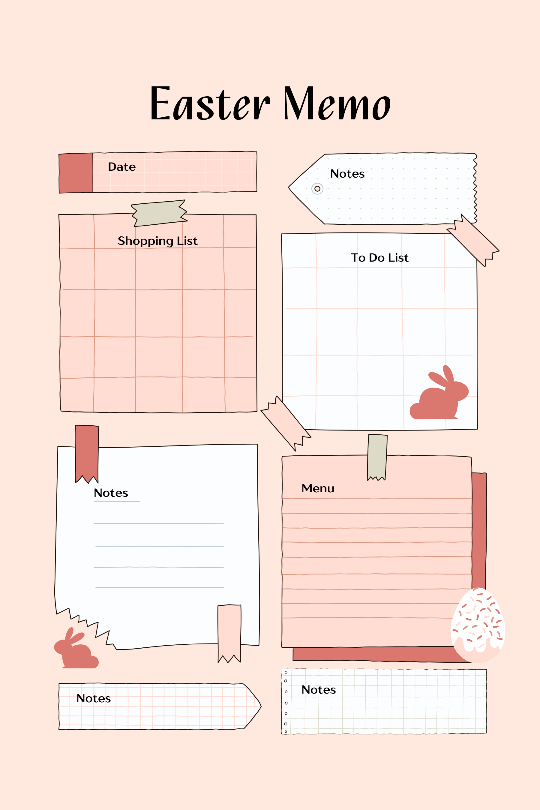 Pastel Easter Planner Notebook Daily Notes, Goals & Productivity Tracker