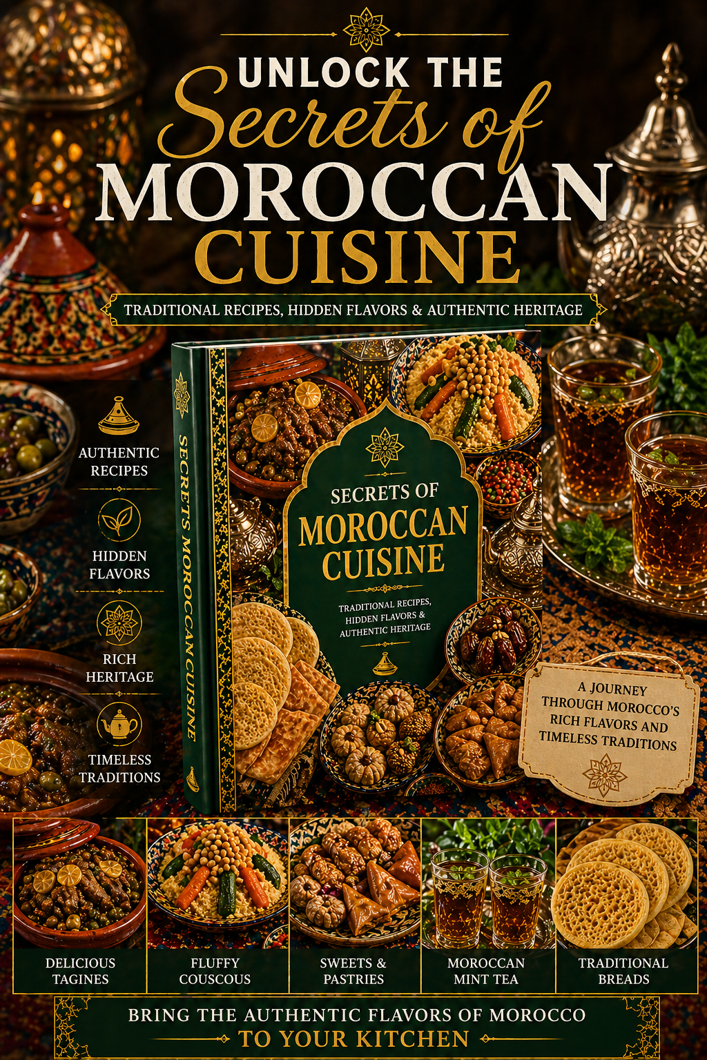 Secrets of Moroccan Cuisine – Traditional Recipes, Hidden Flavors & Authentic Heritage | Premium Moroccan Cookbook